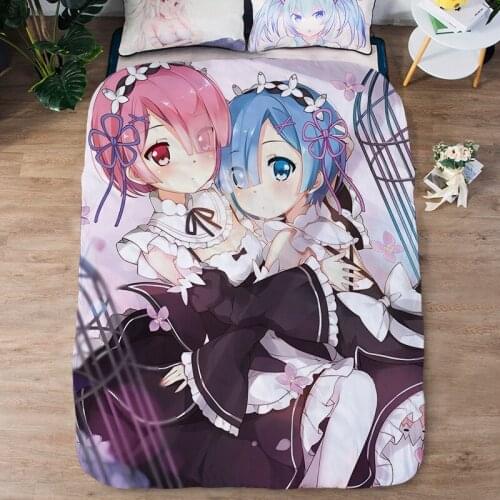 Rem Ram Summer Blanket Cartoon Anime Blanket Christmas Gift Throw Soft Warm Camping Blanket Thin Quilt Girl Bedroom 01