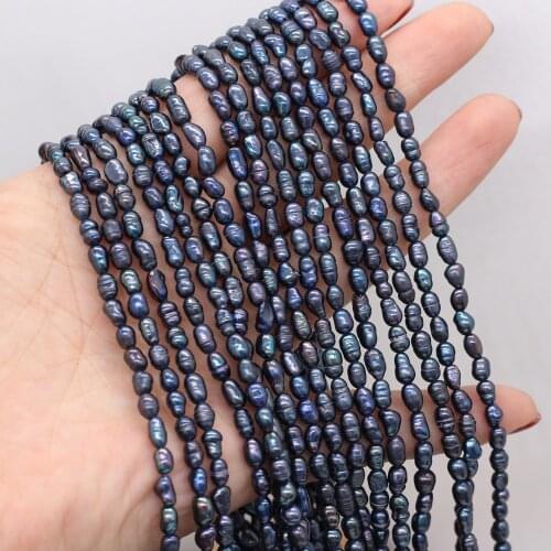 Natural Freshwater Black Pearls 3-9mm Rice Shape Punch Pearl Beads for Jewelry Making Unusual Necklace Bracelet Gifts