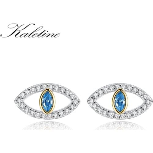 Kaletine Vintage Turkish Evil Eye Stud Earrings For Women Bohemian 925 Sterling Silver Circle Mini Small Earrings Jewelry