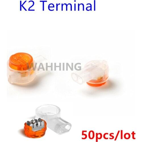50pcs K2 Cable Terminal Connection Wire Terminals Quick-Fit Splicing K2 Connector Terminal Block For Telephone Light HY1125