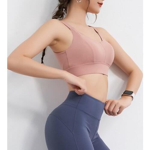 Sports underwear womens new style gather and shape, wear running shockproof beautiful back bra, summer back row buckle vest