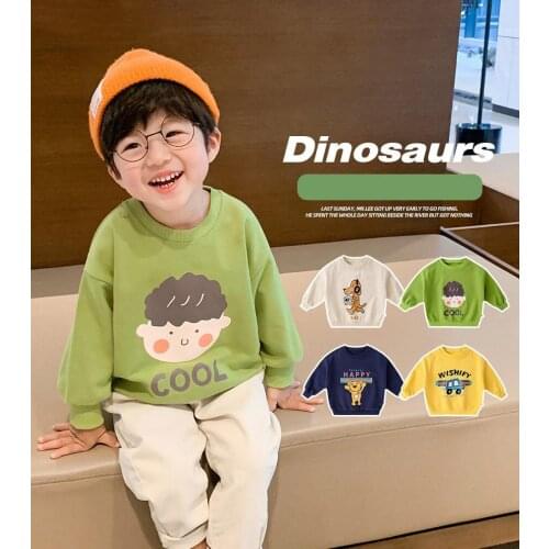 2-7 Years Kids Girls Boys Tops Hoodie Childrens Long Sleeve Cartoon Print Sweatshirts Casual Spring Autumn Tops Clothing