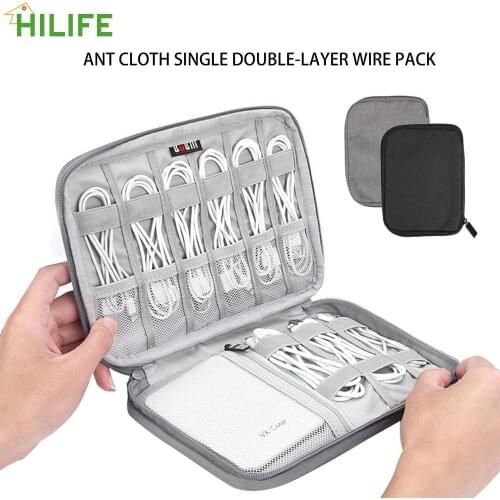 For USB Data Cable Earphone Wire pen Power bank Digital Storage Bag Electronics Accessories Organizer Travel Kit Case Pouch