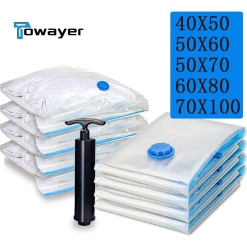 Vacuum Bag Home Transparent Space Saver Storage Organizer Bag with Valve for Clothes Quilt Travel Compression Bag