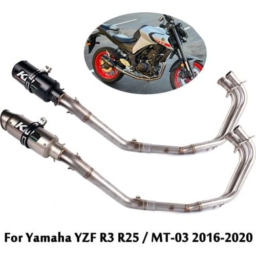 For Yamaha YZF R3 R25 / MT-03 2016-2020 Full Exhaust System Front Header Link Pipe Slip On 51mm Tail Muffler Removable DB Killer