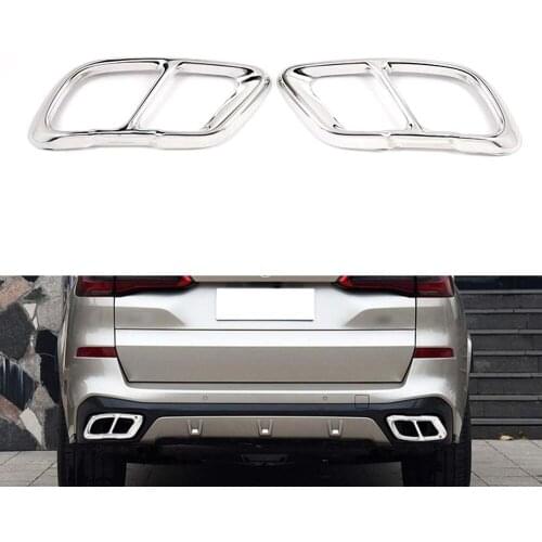 Yubao 2PCS/Set Stainless Rear Dual Exhaust Pipe Cover Trims Silver For BMW X5 G05 X7 G07 2019 Year Car Accessories