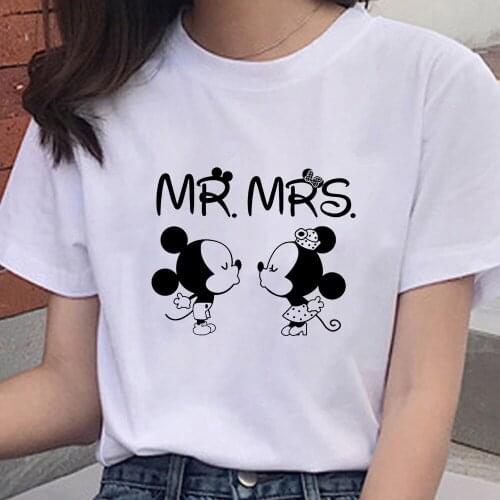 Disney Mickey Minnie Tshirt Hip Hop Cartoon Women T-shirt Casual Kawaii Graphic O-Neck Short Sleeve Female Clothes Dropship