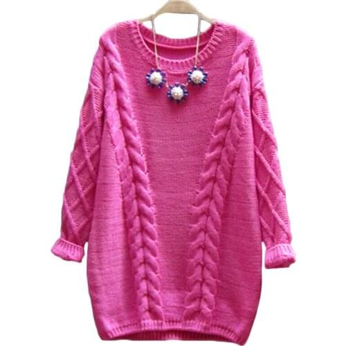 Autumn winter New Women Korean loose large size twist O neck pullover Sweater Female long knit Bottoming Shirt Sweaters A1115