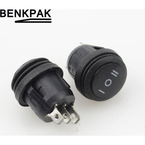 1pcs ON/OFF/ON 3 Position SPDT Round Boat Rocker Switch 3Pins 6A/250V 10A/125V AC Waterproof