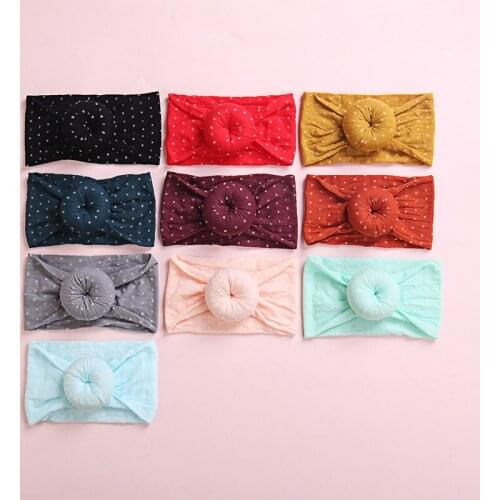 10pcs/lot Round Dount Wide Nylon Headbands,Soft Stretchy Breathable Newborn Baby Girls Polka Dot Width Nylon Headband Turban