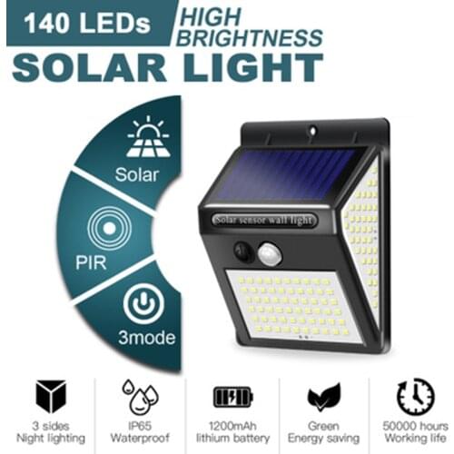 144 LED sunny outdoor lamp 3 modes motion sensor PIR wall lamp waterproof solar lamp on sun energy sun lamp garden decoration