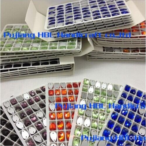 17x28mm 15pcs Deep Amethyst Resin Sew On Stones With 2Holes Teardrop Flat Back Crystal Glass Beads