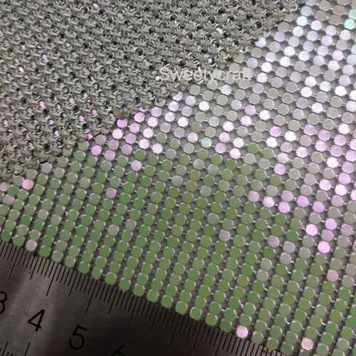 2021 Fashion Fabric Iridescent Metal Mesh Fabric Metallic Sequin Fabrics For Home Decoration DIY Sewing Curtains Dress Bag