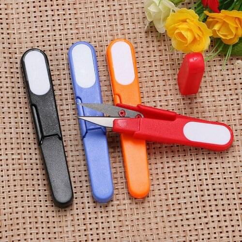 4pcs Sewing Scissors U-Type Thread Cutter Scissors with Protective Cover for Cross Stitch DIY Projects TUE88