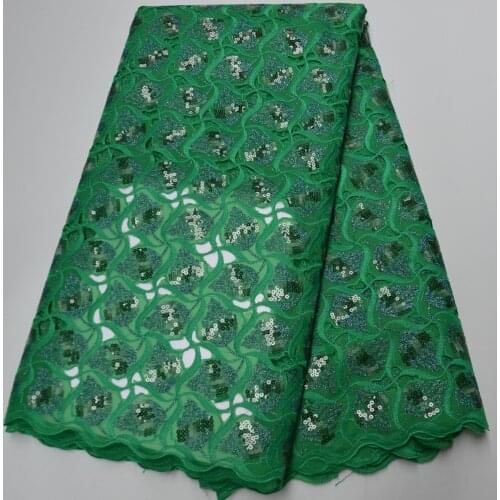 5yards/pc) high quality Nigerian green party lace excellent sequins embroidered African hand cut organza lace fabric OP153