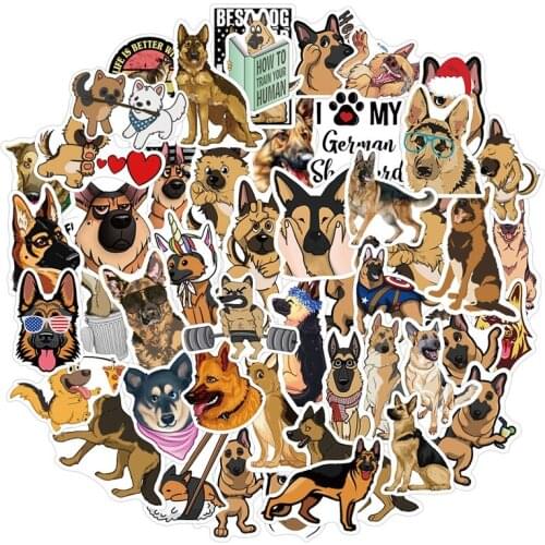 50PCS Animal Sticker German Shepherd Dog Sticker Scrapbook Suitcase Laptop Motorcycle Skateboard Graffiti Car Waterproof Sticker