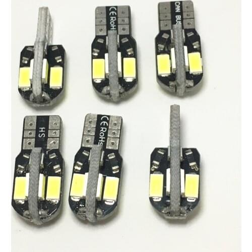 6PCS T10 led White Lamp Car Interior Bulb Canbus Error Free Car Side Wedge Light Auto Bulb Car Styling White 5730 8SMD LED 12V