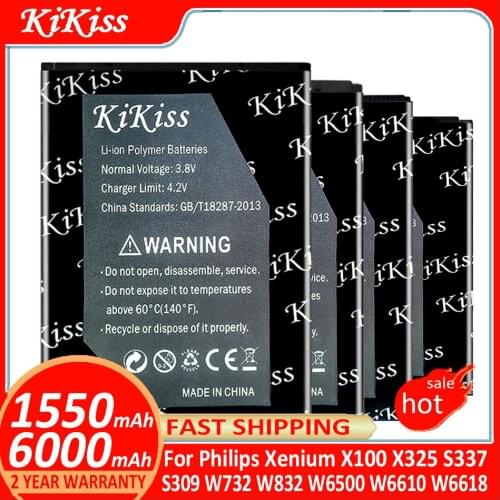 KiKiss Battery For Philips Xenium X100 X325 S337 S309 W732 W832 W6500 W6610 A20ZDX/3ZP AB2000JWML AB1600DWMT AB2400AWMC