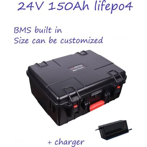 Hot sale GTK 24V 150ah battery pack lithium 24V lifepo4 150AH battery pack with 15A charger for RV,boat,solar system,inverter