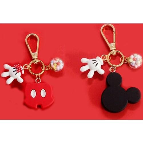 Disney Cute Mickey Mouse Keychain Girls Bag Ornament Minnie Mouse Cartoon Anime Figure Doll Keyring Car Kawaii Pendent Key Chain
