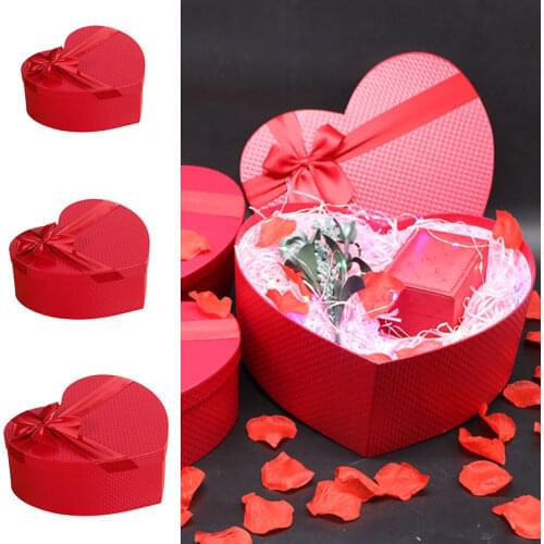 Valentines Day Heart Shaped Paper Gifts Box With Ribbon Bowknot Packaging Boxes For Candy Flowers Chocolates Gifts
