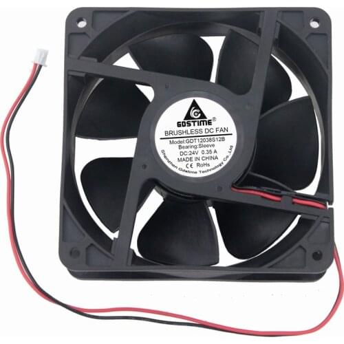 Gdstime 10 Pcs 120mm x 38mm DC Axial Brushless PC Case Computer Cooling Fan 24V 2Pin 12cm 12038s 120mmx120mmx38mm 120*120mm