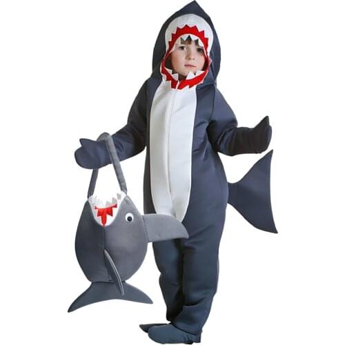Halloween Costume For Kids Shark Costume Child Grey Shark Jumpsuit Animal Birthday Party Girls Boys Purim Cosplay