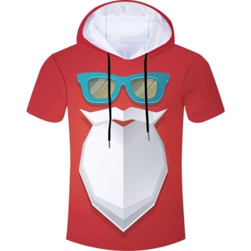 CJLM Man New Santa Beard Hooded Tshirt 3D Printed Mens Large Size Leisure Tee Shirt Funny Christmas T-shirt Suppliers