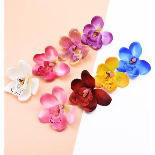 10pcs butterfly orchid artificial silk flower heads for wedding bridal bouquet wrist flower accessories Decoration