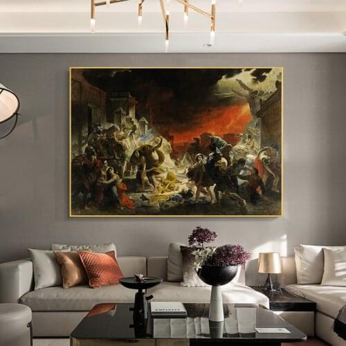 The Last Day of Pompeii oil Painting on Canvas Posters and Prints Scandinavian Wall Art Picture for living room Home Decor