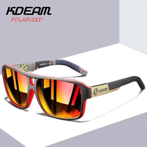 KDEAM Brand Design Polarized Sunglasses Men Women Square Sport Sun Glasses Driving Outdoor UV400 Goggles Super light Frame X10