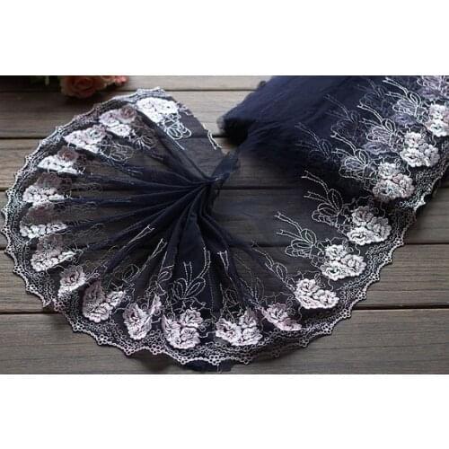 2 Yards Lace Trim Flower Floral Embroidered Scalloped Tulle Lace 9.84 Inches Wide High Quality