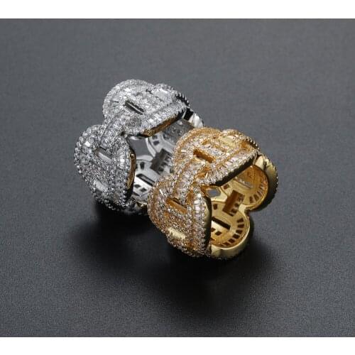Fashion Iced Out CZ Stone Rings Hip Hop Mirco Setting CZ Stone Bling Bling AAA Zircon Brass Rings R036