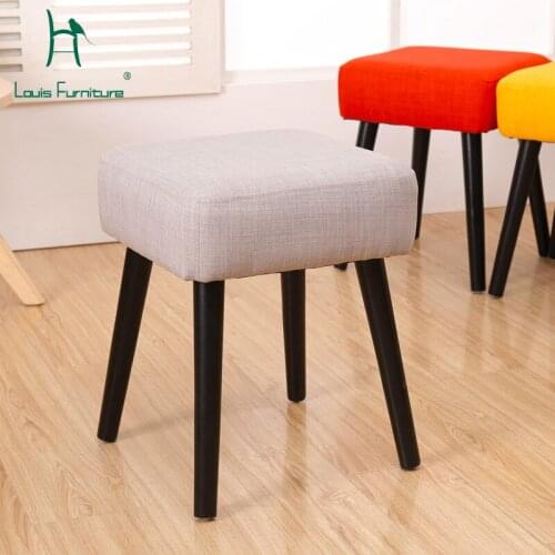 Louis Fashion Stools Ottomans Solid Wood Creative Fabric Sofa Change Shoes Simple Modern Cloth Art