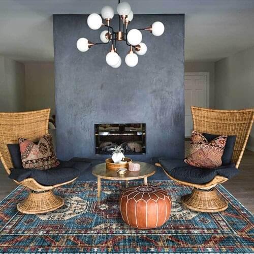 Fashion Persian Ethnic Style Mediterranean Geometric Blue Living Room Bedroom Bedside Carpet Floor Mat Tapetes De Sala Tapis