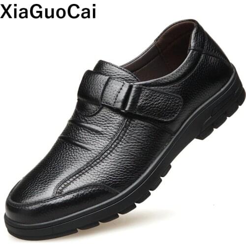 Spring Autumn Man Shoes Genuine Leather Casual Shoes Men Non-slip Hook & Loop Mans Footwear High Quality Male Flats New Arrival