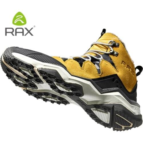 RAX Hiking Boots Men Waterproof Winter Snow Boots Fur lining Lightweight Trekking Shoes Warm Outdoor Sneakers Mountain Boots Men