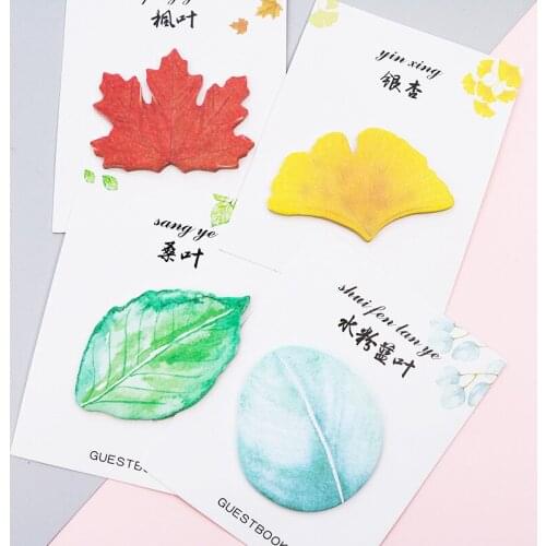 4pack Kawaii Memo Pad Bookmarks Creative Cute Plant Maple Leaf Sticky Notes Planner Stationery School Supplies Paper Stickers