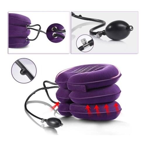 3 Tubes Inflate Air Neck Traction Neck Pillow Inflatable Air Cervical Neck Support Soft Brace Device for Headache Back Neck Pain