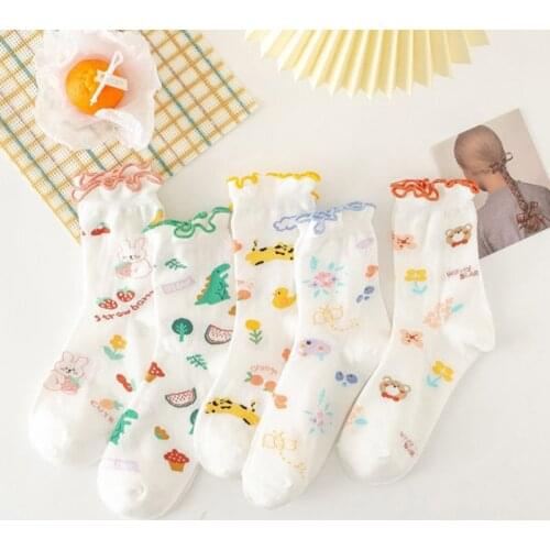 Cartoon cute animal dinosaur fruit pattern short socks fashion cute woman funny socks female casual cotton ankle socks Harajuku