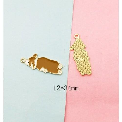 New 10pcs/Lot Fashion Charms Gifts Lying Dog Alloy Enamels Pendant DIY Bracelet Necklace Earrings Jewelry Accessories 2020