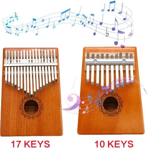 Newly High-Quality for beginner 10 / 17 Keys Thumb Piano With Learning Book Tune Hammer Wood Mahogany Body Musical Instrument