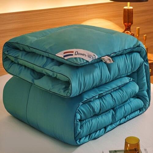 New Nordic Comforter Cotton Fabric Duvet Quilted Quilt King Comforter Winter Warm Thick Blanket Solid Color