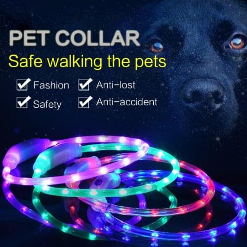 DIY Dog Collar USB Rechargeable LED Luminous Collar For Cat Light Strip Dog Light Harness Night Safety Adjustable Pet Dog Collar
