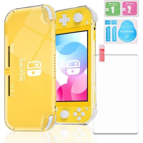 TPU Case Compatible with Switch Lite Clear Protective Case Compatible with Switch Lite with 9H Tempered Glass Screen Protector