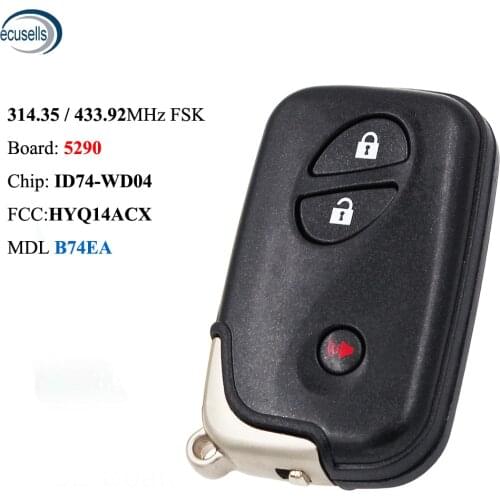 2+1/3 Buttons 314.35/433.92MHz ID74 PCB 5290 Smart Remote Key For Lexus CT200H RX350 RX450H Replace The Genuine Key MDL B74EA
