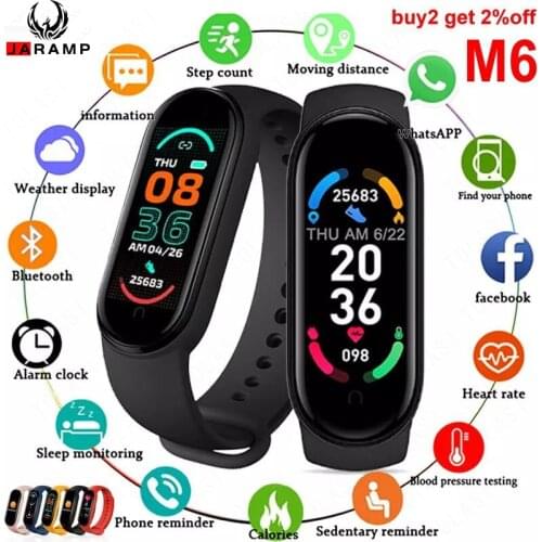 JARAMP M6 Smart Bracelet Step Counting Blood Pressure Heart Rate Health Monitoring Can Remote Control Photography Sports Band