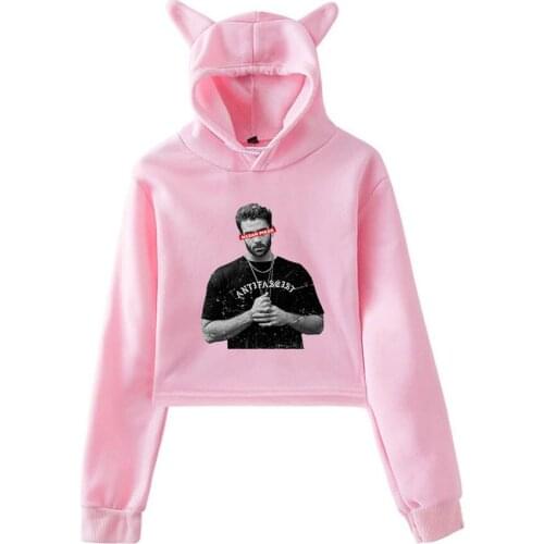 WAWNI Hasan Piker Cat Ear Hoodie Sweatshirt Causal Style Pullover Womens Girl Short Hoodied Social Star Cat Ear Sweatshirt 2021