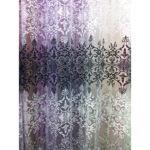 CS 77 embroidered sheer Curtain fabrics yarn high quality sheet fabroc products floral printed Rustic Window Curtain fabrics