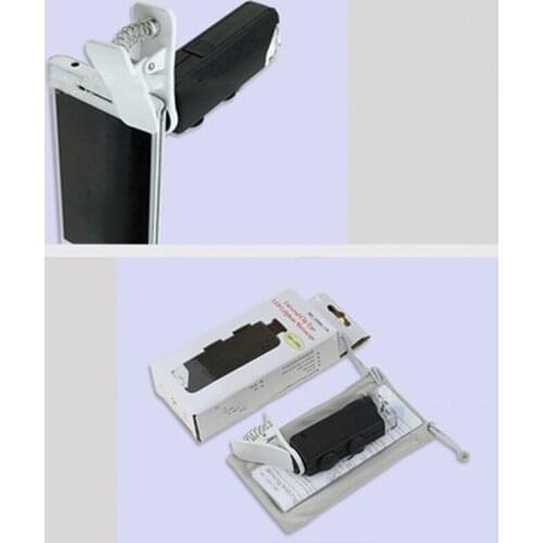 Universal Clip on Pocket Microscope Magnifier Lens Portable Smart Phone Clip-on 60-100X Microscope Jewel Magnifier with LED